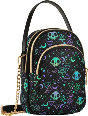 MNSRUU Quilted Crossbody Bags for Women Trendy, Women's Crossbody Handbags Gothic Bats Travel Cell Phone Purses Bags