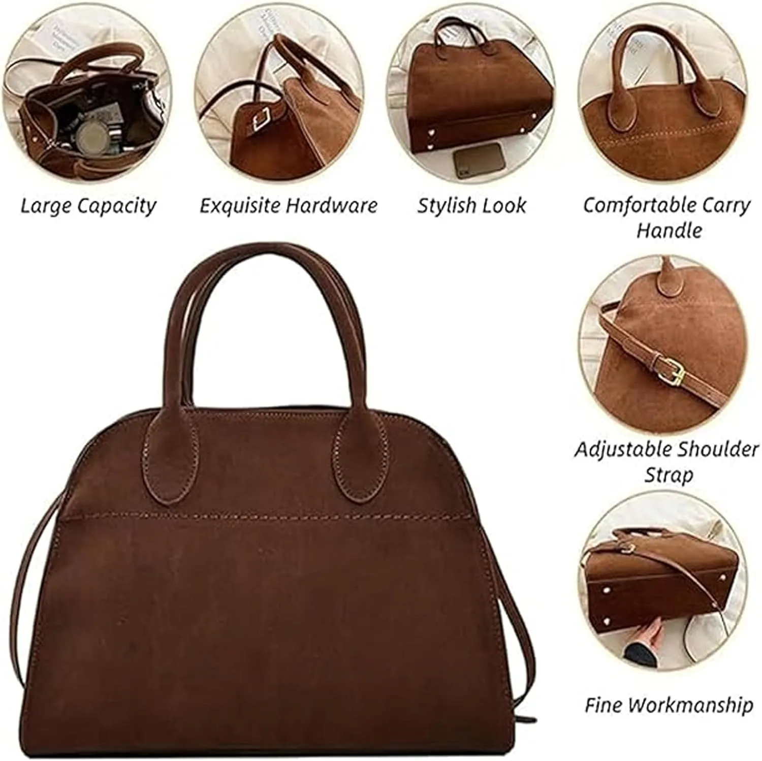 Modavo Parisian Stroll - Womens Suede Tote & Satchel Bag