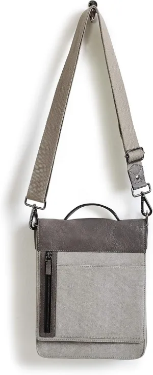 Mona B. Christian Tech Bag Upcycled Canvas Crossbody Bag with Vegan Leather Trim MC-258
