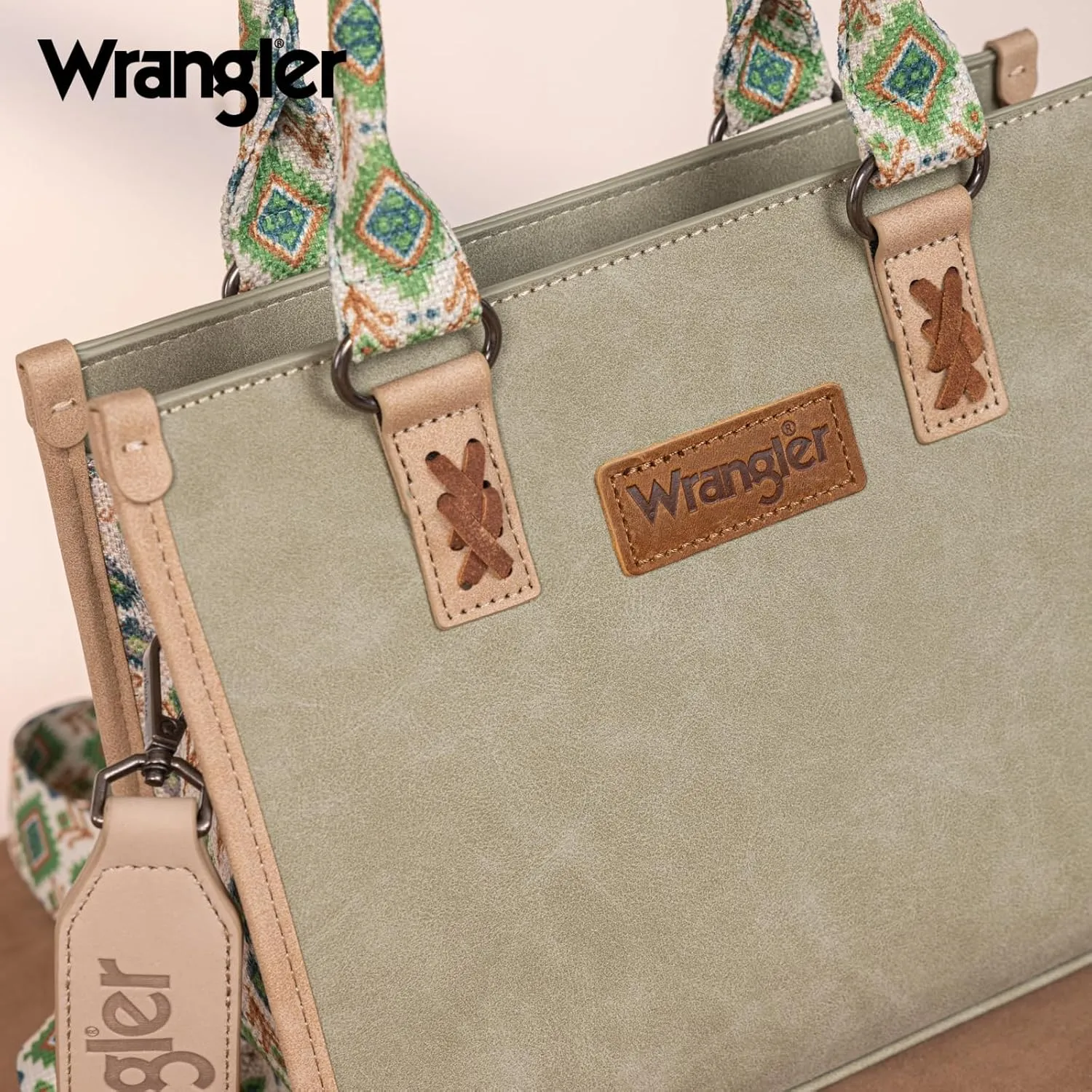 Montana West Wrangler Tote Bag for Women Western Retro Purse Top Handle Handbags with Aztec Strap