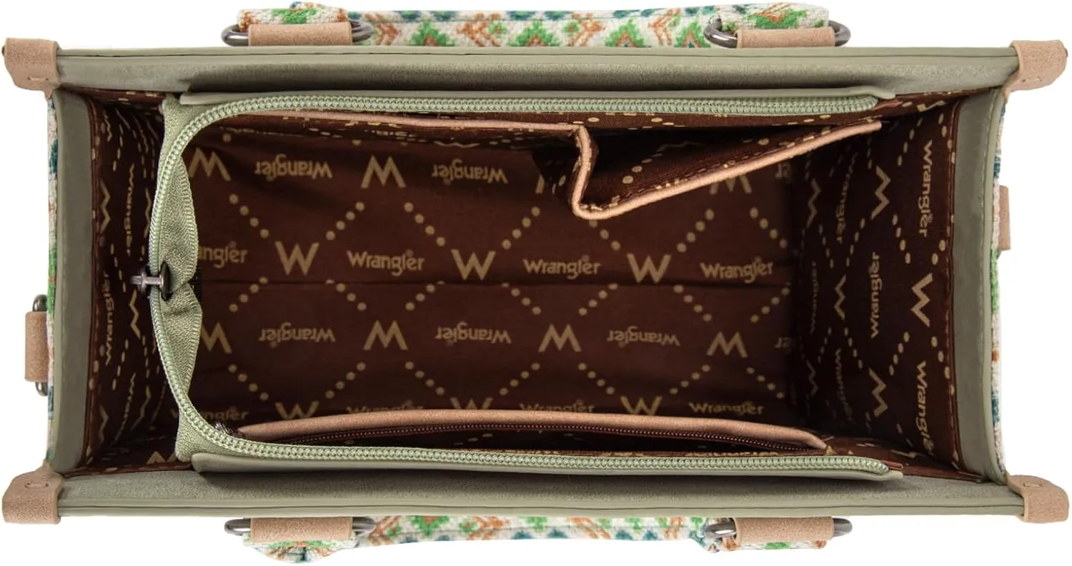 Montana West Wrangler Tote Bag for Women Western Retro Purse Top Handle Handbags with Aztec Strap