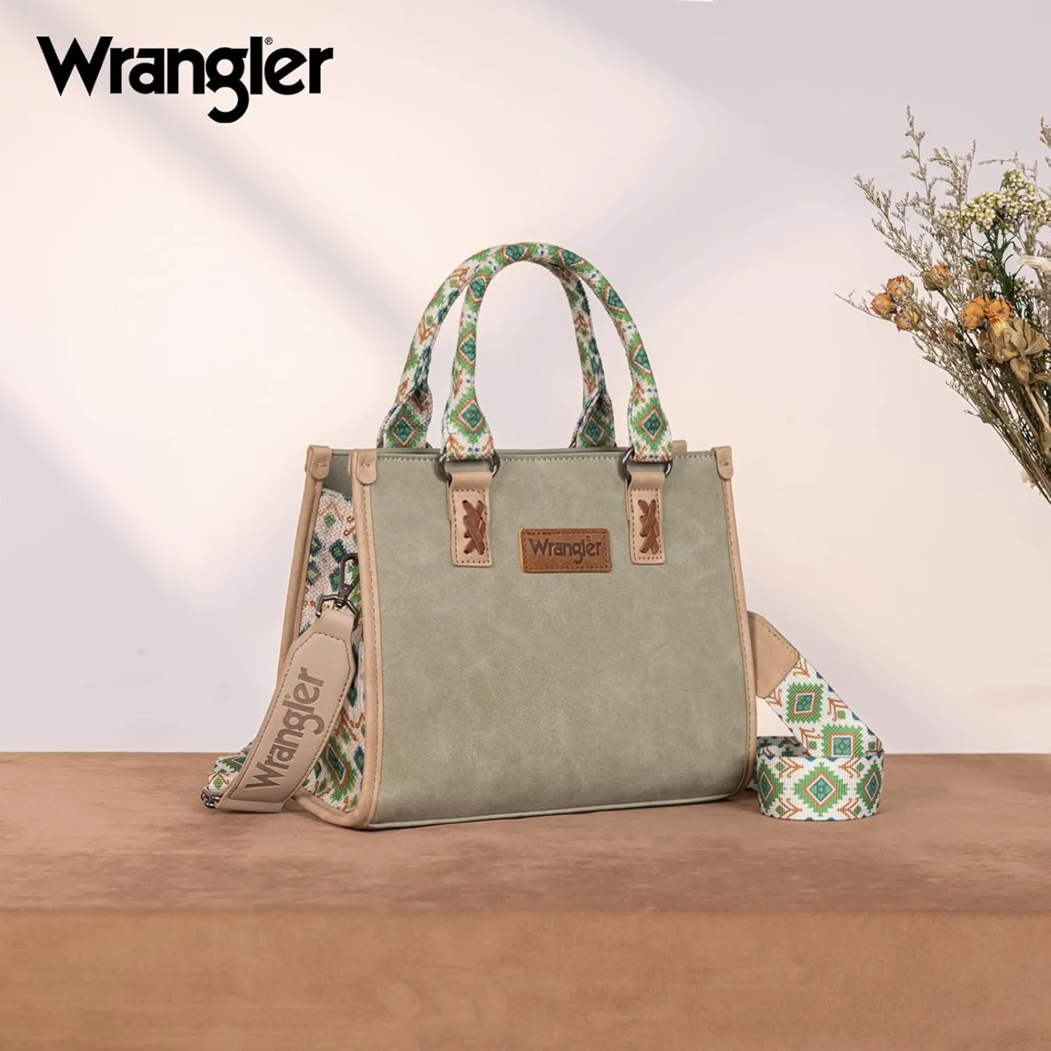 Montana West Wrangler Tote Bag for Women Western Retro Purse Top Handle Handbags with Aztec Strap