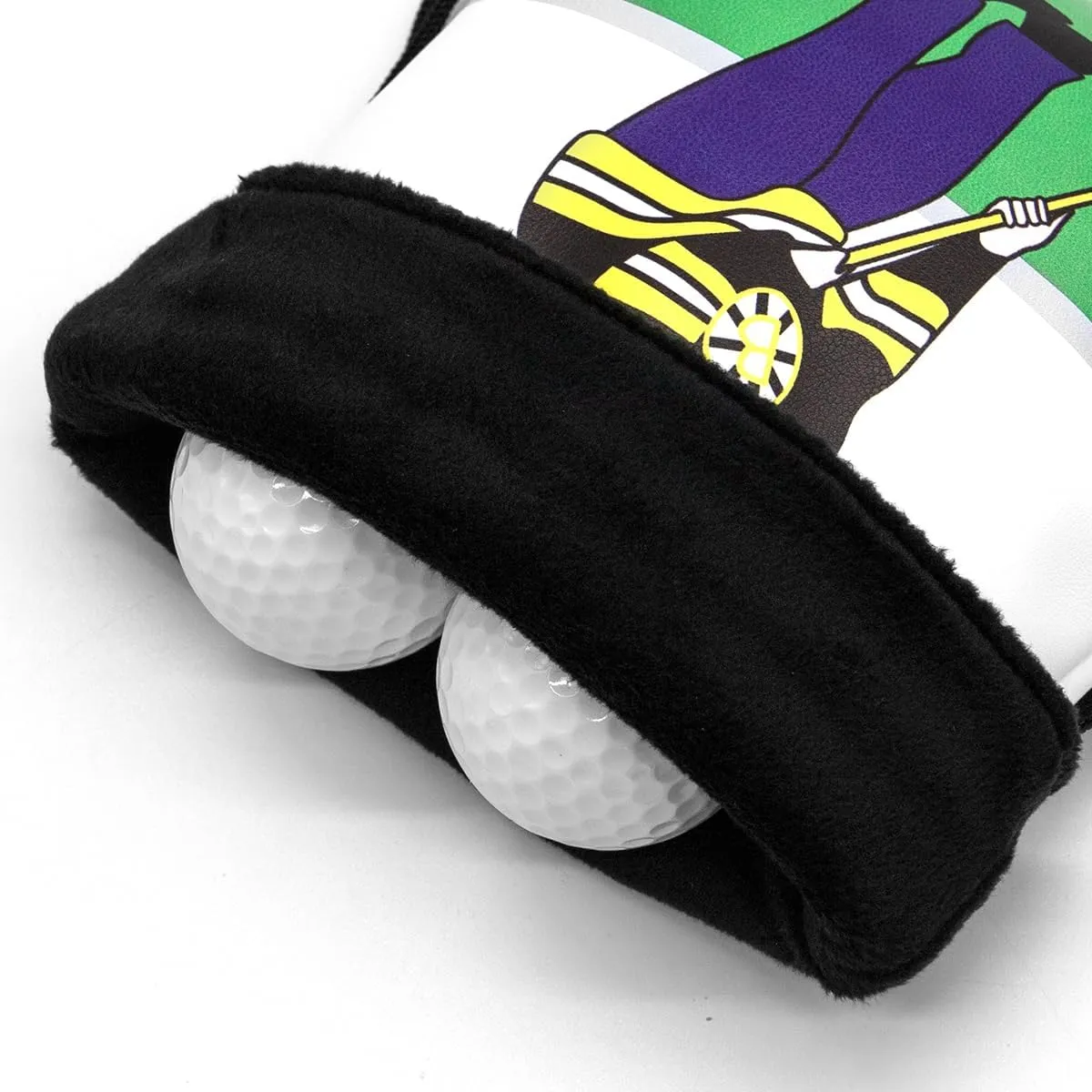 Montela Golf Valuables Pouch - Leather Tee & Ball Bag with Drawstrings