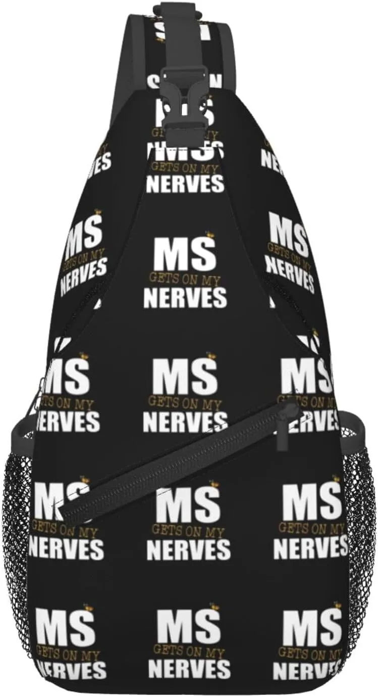 Ms Gets On My Nerves Multiple Sclerosis Sling Bag Crossbody Backpack Shoulder Casual Daypack Bag for Men Women