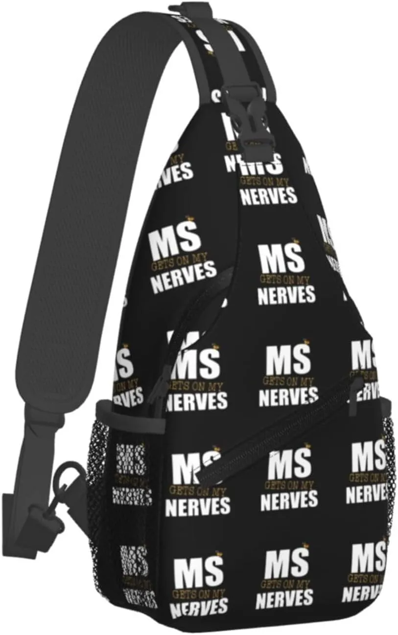 Ms Gets On My Nerves Multiple Sclerosis Sling Bag Crossbody Backpack Shoulder Casual Daypack Bag for Men Women