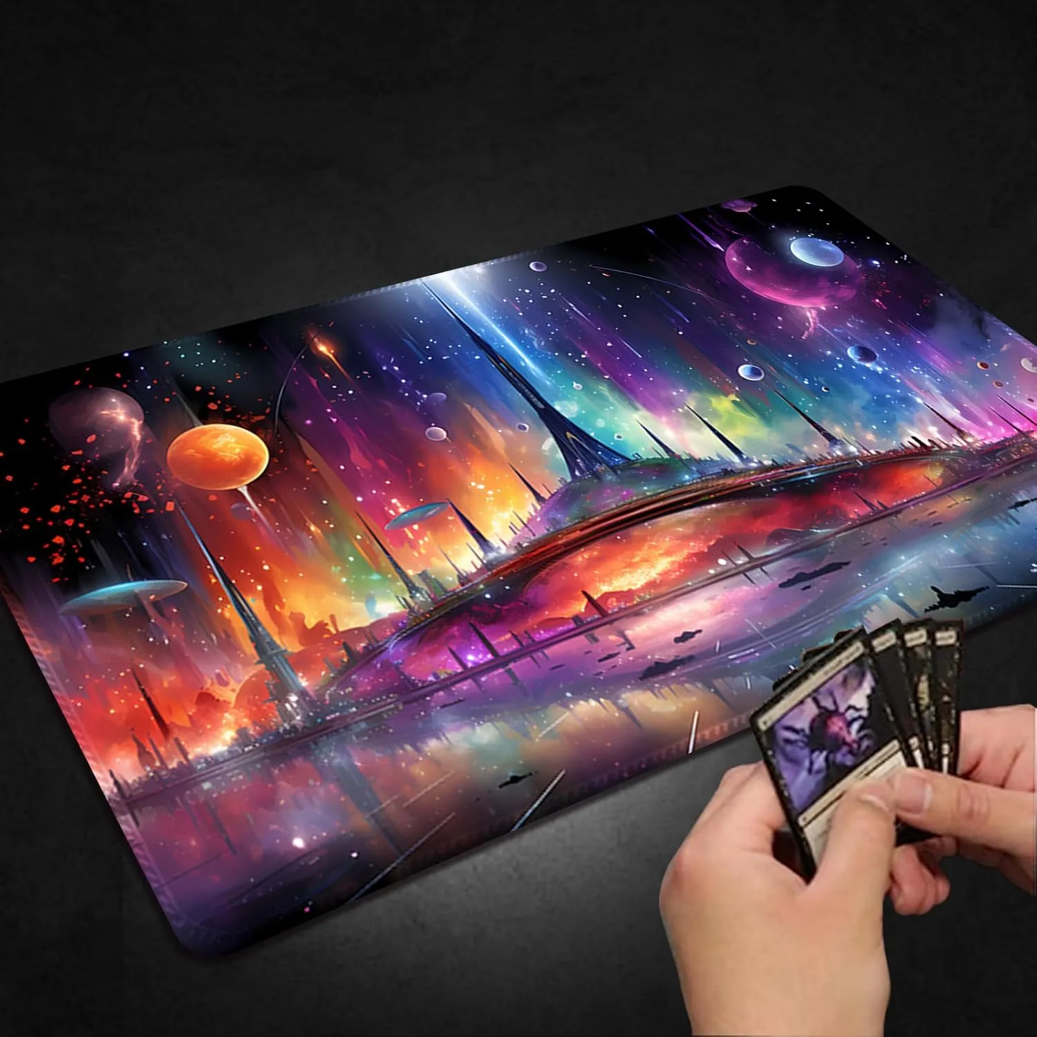 MTG Playmat with Free Storage Bags MTG Game Mat 24 x 14 inches, TCG and Board Game Mat for Cards,Mousepad Desk Mats (Magic Colorful-Regular)