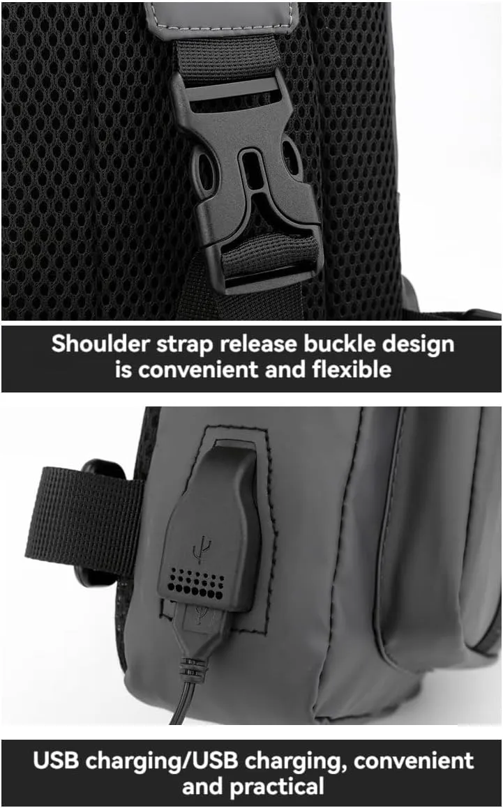 Multifunctional Men's Waist Bag Chest Bag Shoulder Bag Outdoor Waterproof Travel Crossbody Pack Adjustable Strap Fanny Pack (black)