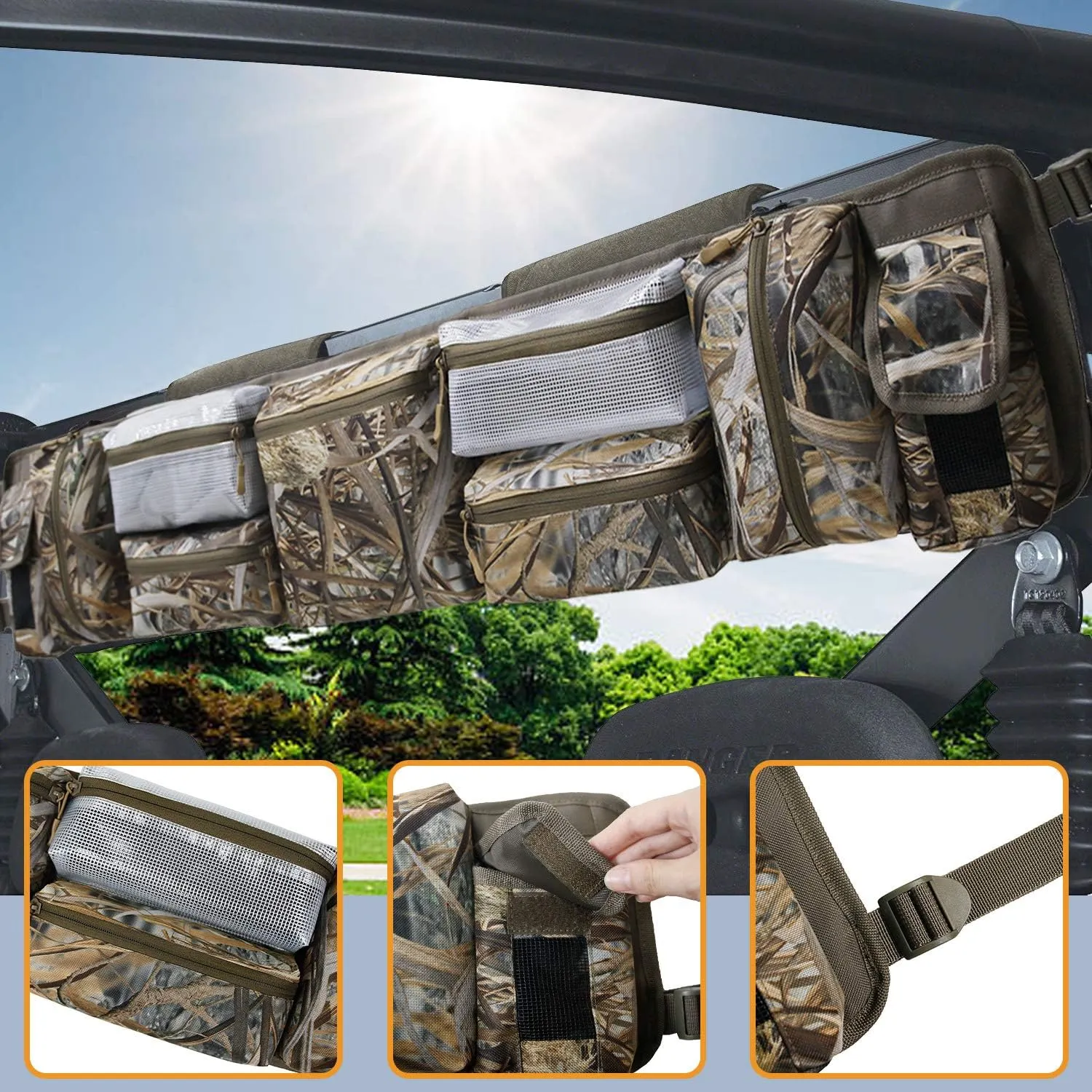 MYDAYS UTV Roll Cage Organizer Case, Cargo Rear Storage Bag Gear Bags,Tools Storage Solution for Most Full Size UTVs, Polaris, Yamaha and Kawasaki UTVs