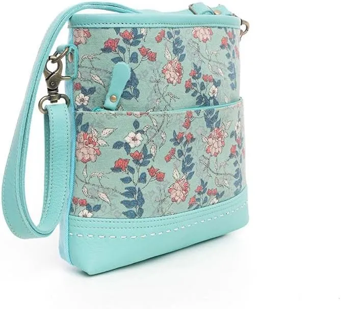 Myra Bag Western Leather Shoulder Bag for Women - Upcycled Crossbody Handbag Turquoise