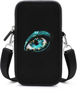 Mystical Magical Eye Blue Print_pixian_ai Cell Phone Purse Small Cross-Body Bags Wallet Case with Removable Shoulder Strap