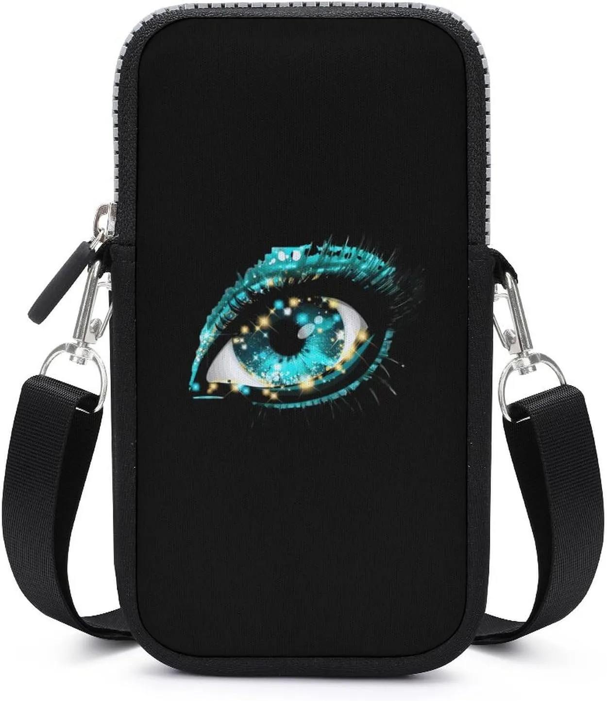 Mystical Magical Eye Blue Print_pixian_ai Cell Phone Purse Small Cross-Body Bags Wallet Case with Removable Shoulder Strap