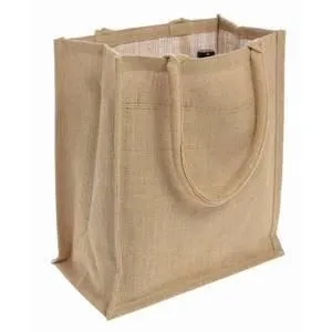 Natural Jute Wine Bags / Burlap Wine Tote Bags with Removable Dividers - By Piece