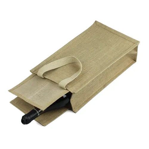 Natural Jute Wine Bags / Burlap Wine Tote Bags with Removable Dividers - By Piece