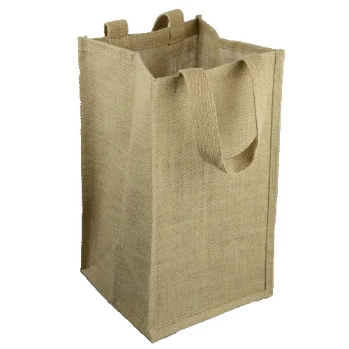 Natural Jute Wine Bags / Burlap Wine Tote Bags with Removable Dividers - By Piece