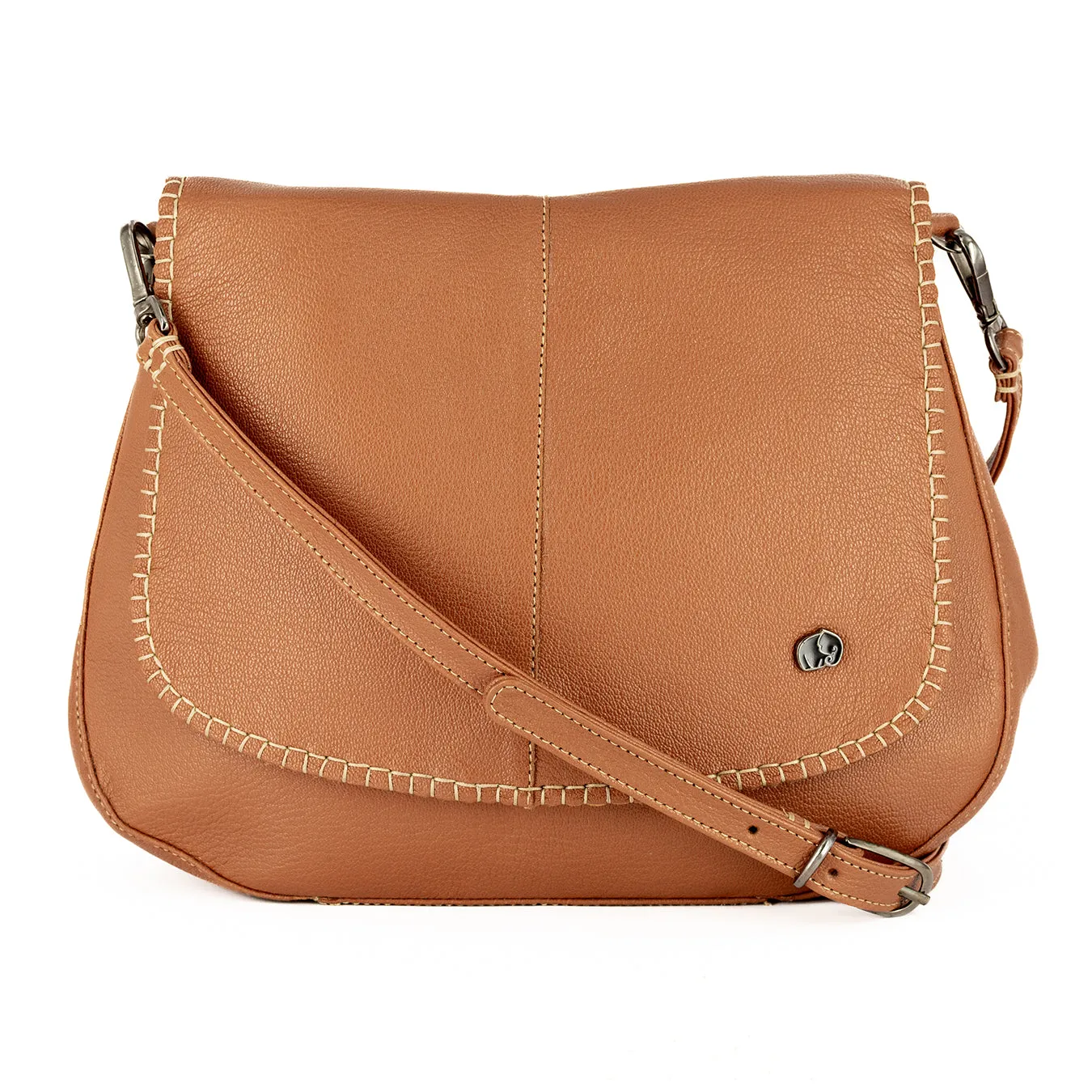 Nembeko : Ladies Leather Crossbody Handbag in Oak Cayak