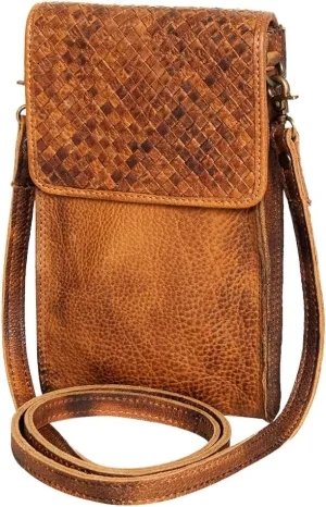 Never Mind Harness Skirting Leather With Hand Carving Pouch- NMBGM134A | Pouch | Skirting Leather Bag | Leather Pouch | Pouch for Women | Crossbody Purse