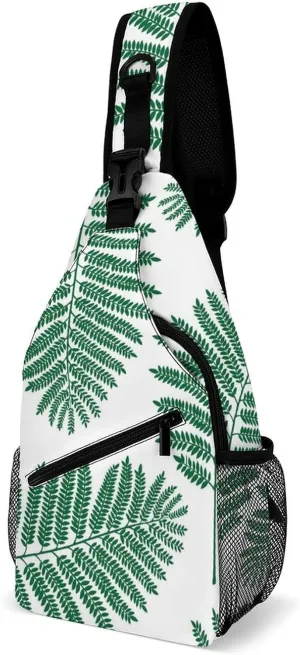 New Zealand Maori Fern Crossbody Bag Over Shoulder Sling Backpack Casual Cross Chest Side Pouch 38x20cm