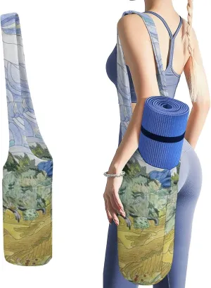 Niapessel Yoga Mat Bag, Yoga Mat Bags for Women, Wheat Field Van Gogh Print Yoga Mat Holder Bag Carrier Large with Pockets Yoga Accessories Yoga Gifts for Women And Yoga Lover