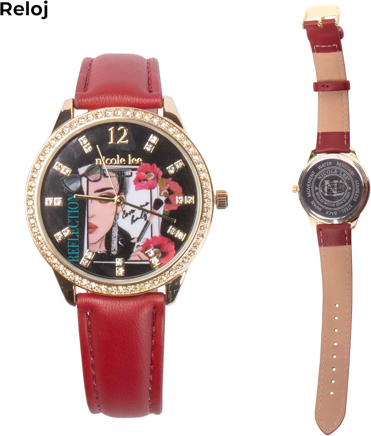 NICOLE LEE 3 Pieces Accessories Gift Value Set (Wallet Crossbody, Small Card Case, Diamond Fashion Watch)