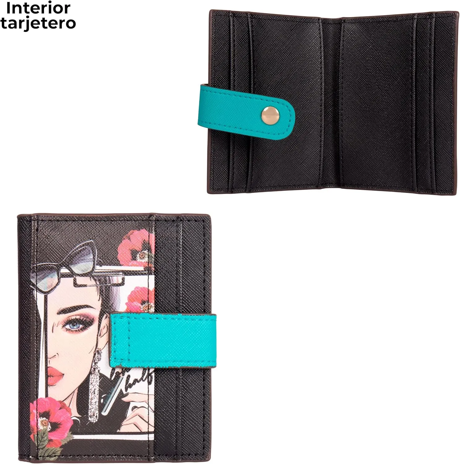 NICOLE LEE 3 Pieces Accessories Gift Value Set (Wallet Crossbody, Small Card Case, Diamond Fashion Watch)