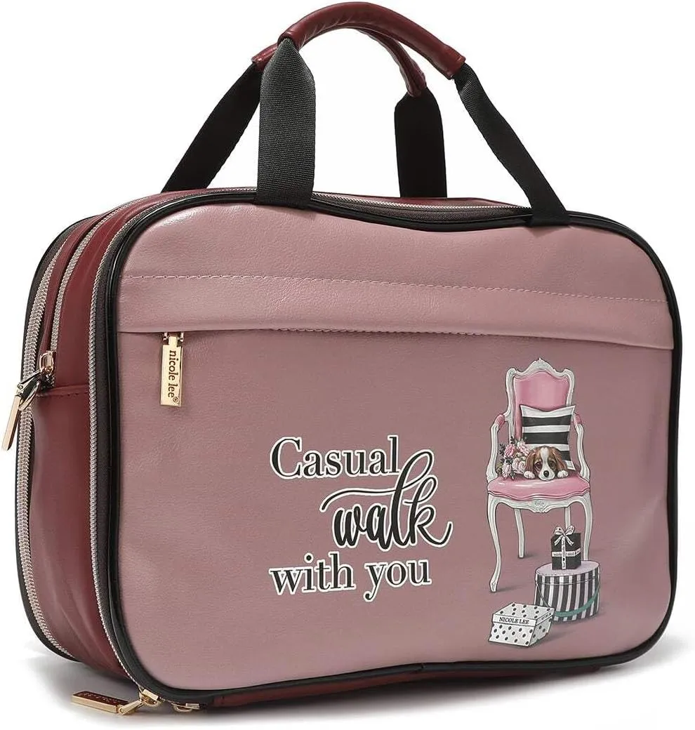 Nicole Lee Cosmetic Makeup Bag for Women - Multi Organization Toiletry Travel Bag with 5 Compartments (All Emotion)
