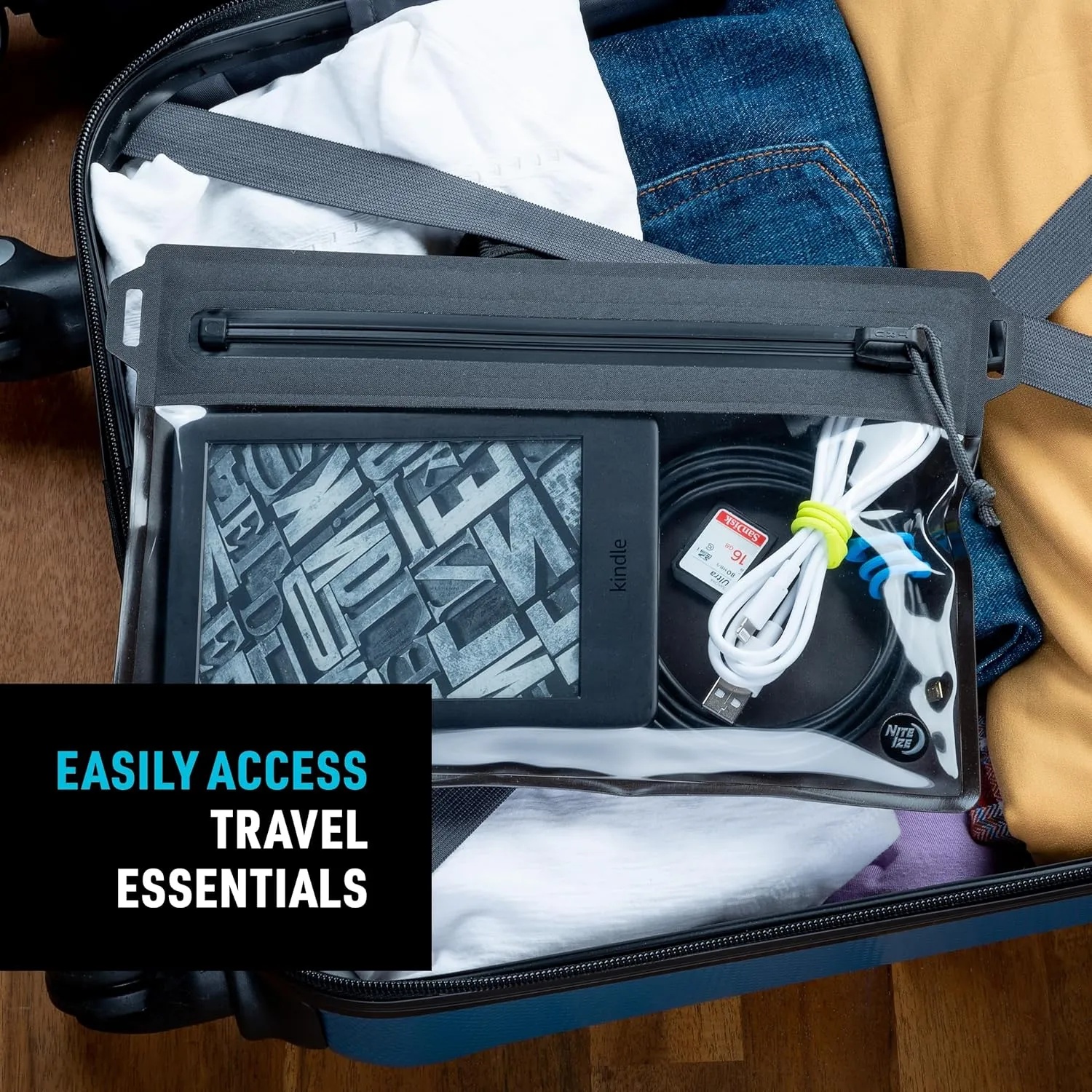 Nite Ize RunOff Waterproof Travel Pouch with TRU Zip - Dry Pouch for Phone & Travel Necessities - Touchscreen Friendly - Waterproof with Reliable Zipper - Medium, Charcoal