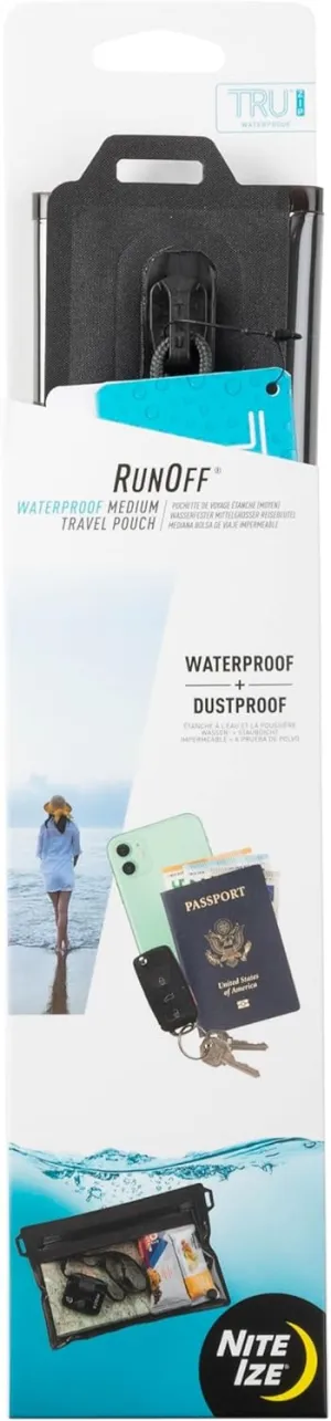 Nite Ize RunOff Waterproof Travel Pouch with TRU Zip - Dry Pouch for Phone & Travel Necessities - Touchscreen Friendly - Waterproof with Reliable Zipper - Medium, Charcoal