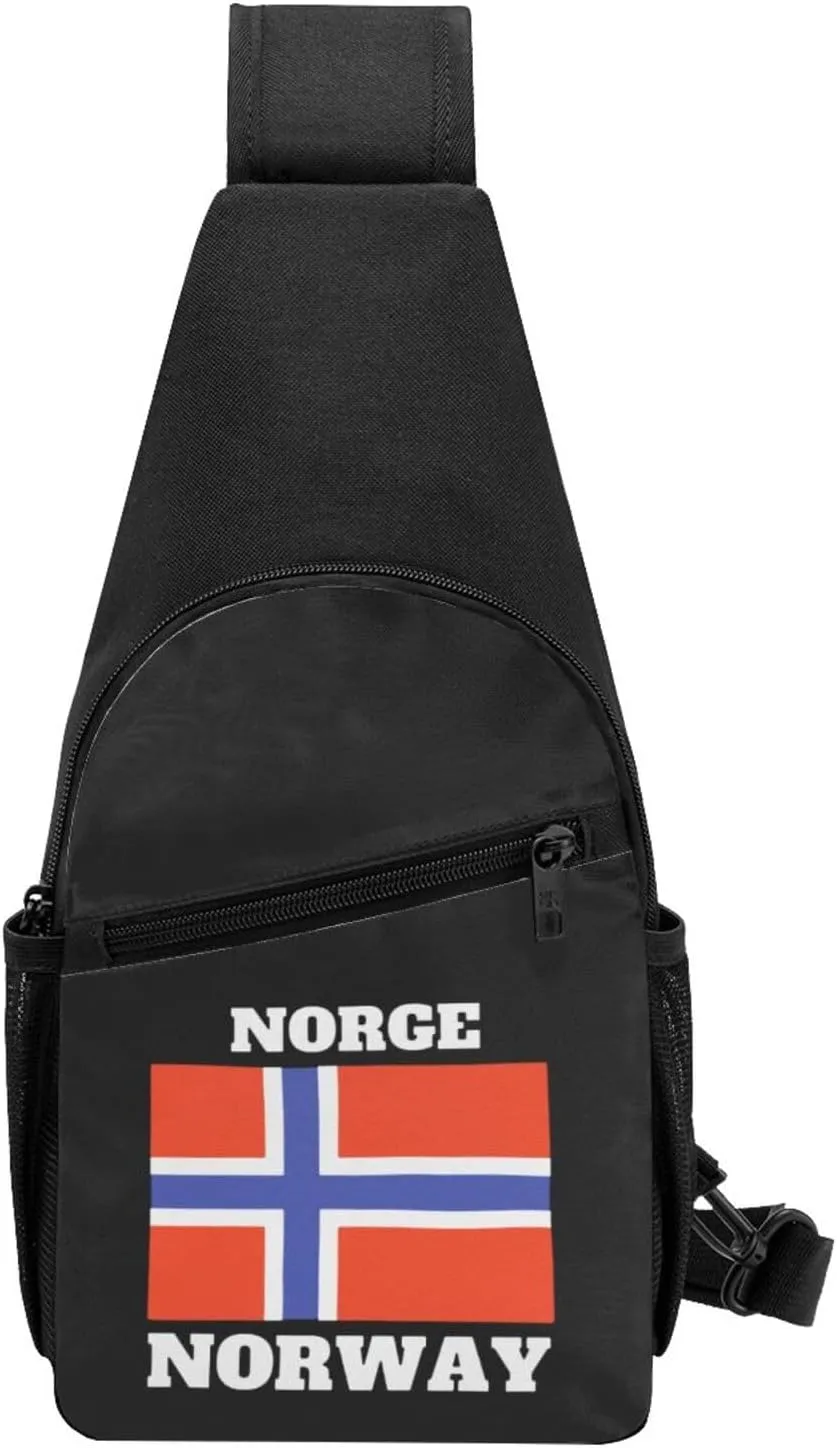 Norge Norway Flag Sling Bag Crossbody Backpack Shoulder Casual Daypack Bags for Men Women