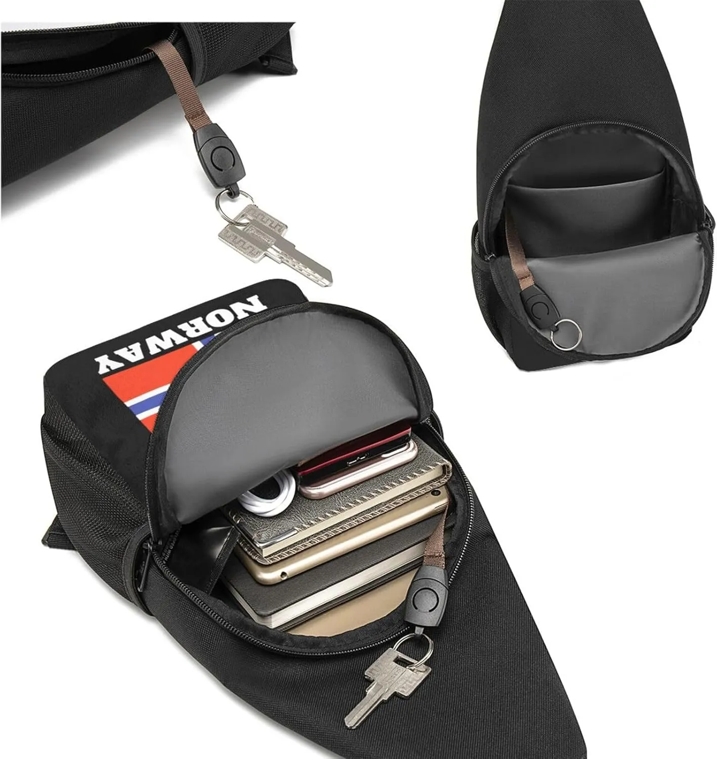 Norge Norway Flag Sling Bag Crossbody Backpack Shoulder Casual Daypack Bags for Men Women