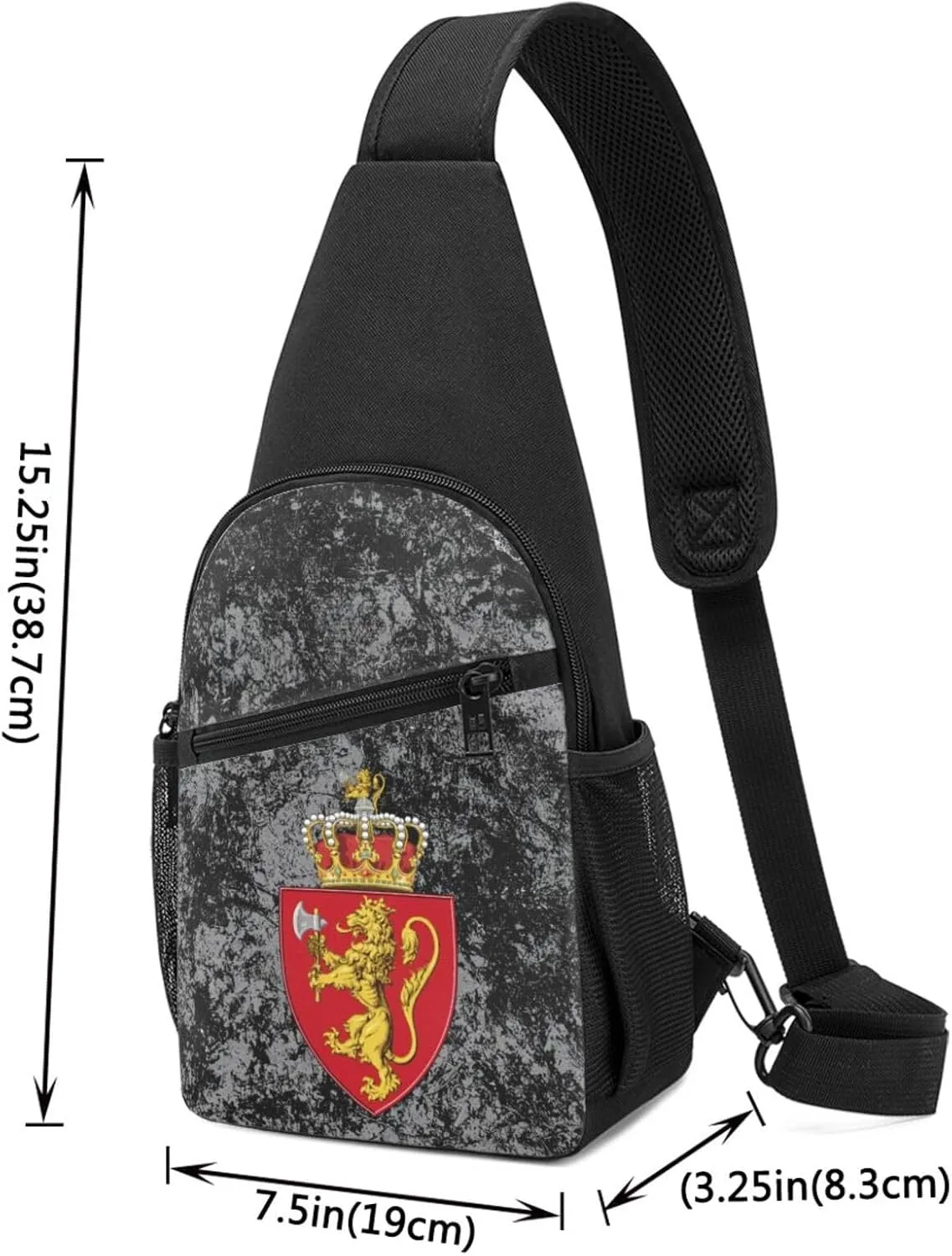 Norwegian Coat of Arms Norway Sling Bag Crossbody Backpack Shoulder Casual Daypack Bags for Men Women