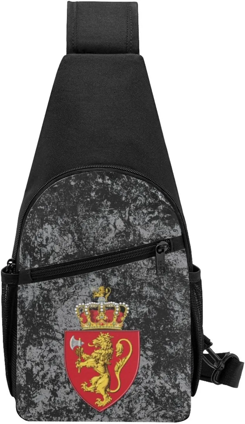 Norwegian Coat of Arms Norway Sling Bag Crossbody Backpack Shoulder Casual Daypack Bags for Men Women
