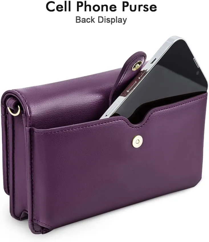 nuoku Crossbody Bag for Women Cellphone Little Purse with Credit Card Slots Lightweight Leather Wristlet Wallet