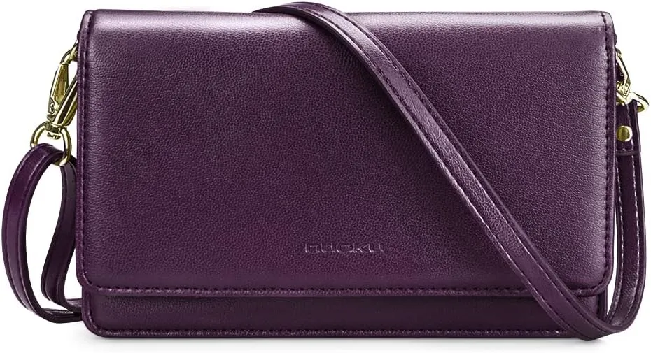 nuoku Crossbody Bag for Women Cellphone Little Purse with Credit Card Slots Lightweight Leather Wristlet Wallet