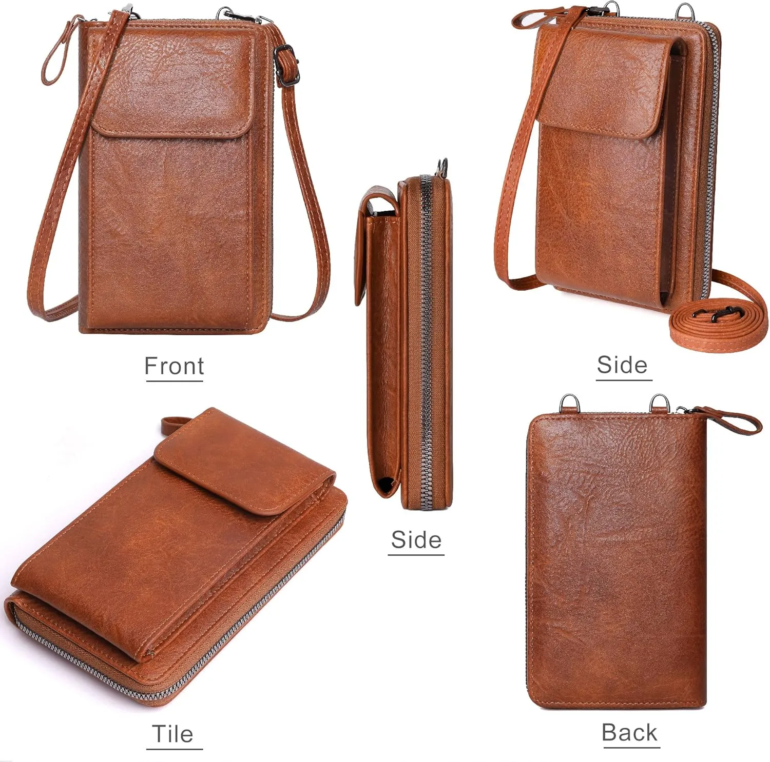 OIDERY Small Crossbody Bags for Women Cell Phone Purse Wallet PU Leather Shoulder Handbag Wallet with Credit Card Slots