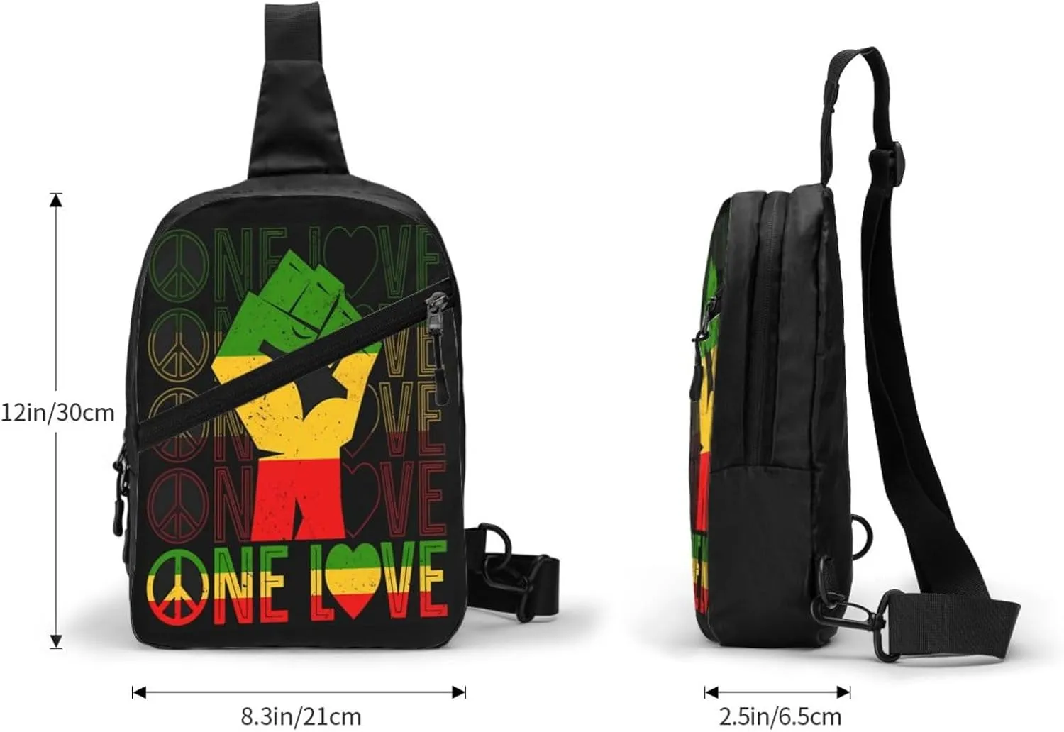 One Loves Peace Rastafari Jamaica Portable Sling Bags Packable Crossbody Bag Foldable Sport Daypack Reusable Shoulder Backpack Diagonally Chest Bag for Workout Travel