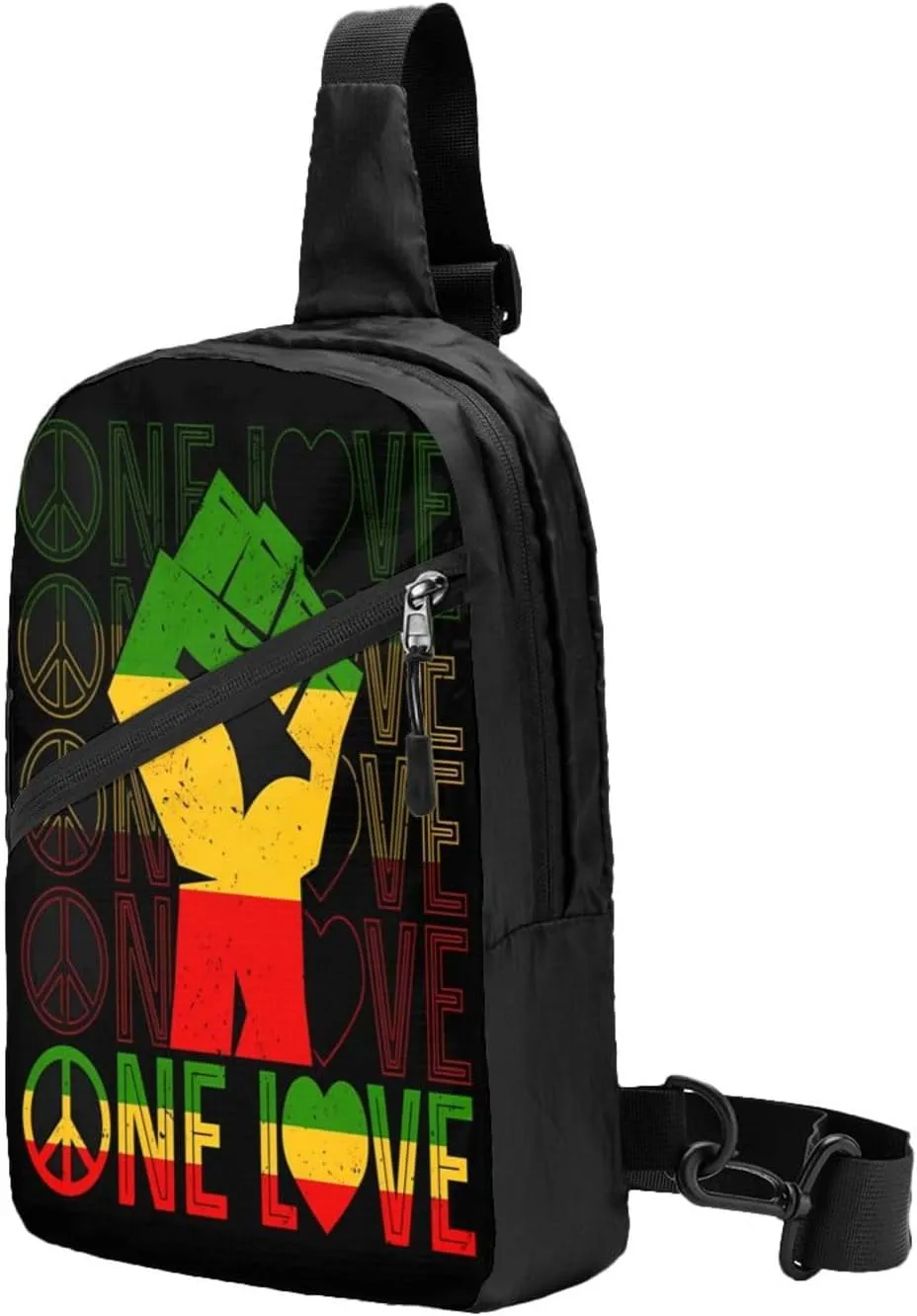 One Loves Peace Rastafari Jamaica Portable Sling Bags Packable Crossbody Bag Foldable Sport Daypack Reusable Shoulder Backpack Diagonally Chest Bag for Workout Travel