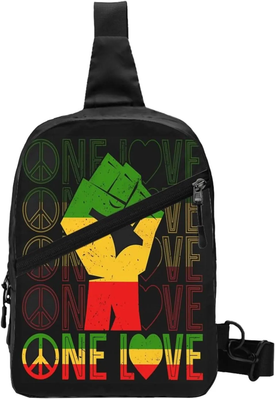 One Loves Peace Rastafari Jamaica Portable Sling Bags Packable Crossbody Bag Foldable Sport Daypack Reusable Shoulder Backpack Diagonally Chest Bag for Workout Travel