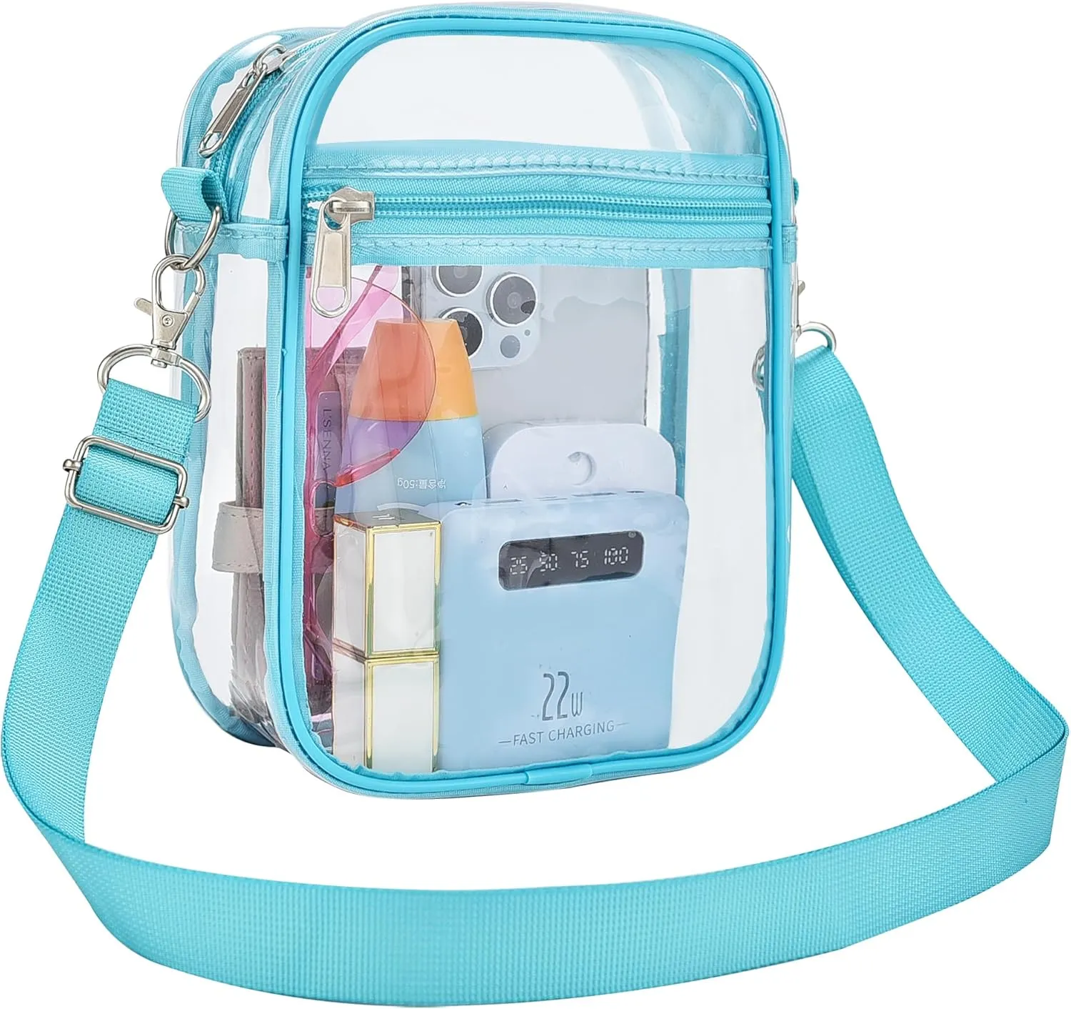 OrabenClear Messenger Bag Clear Bag Stadium Approved, Clear Purse Clear Crossbody Bag for Work, Workout, Sports