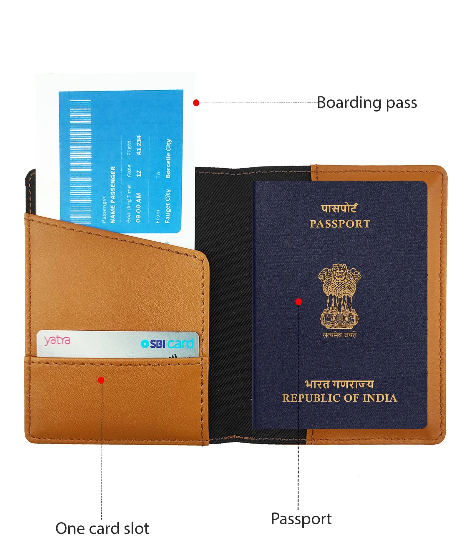 Origami printed Leatherette Passport Case with Luggage Tag