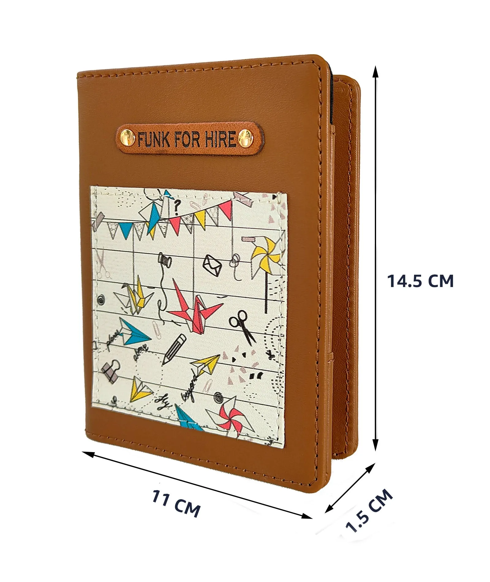 Origami printed Leatherette Passport Case with Luggage Tag