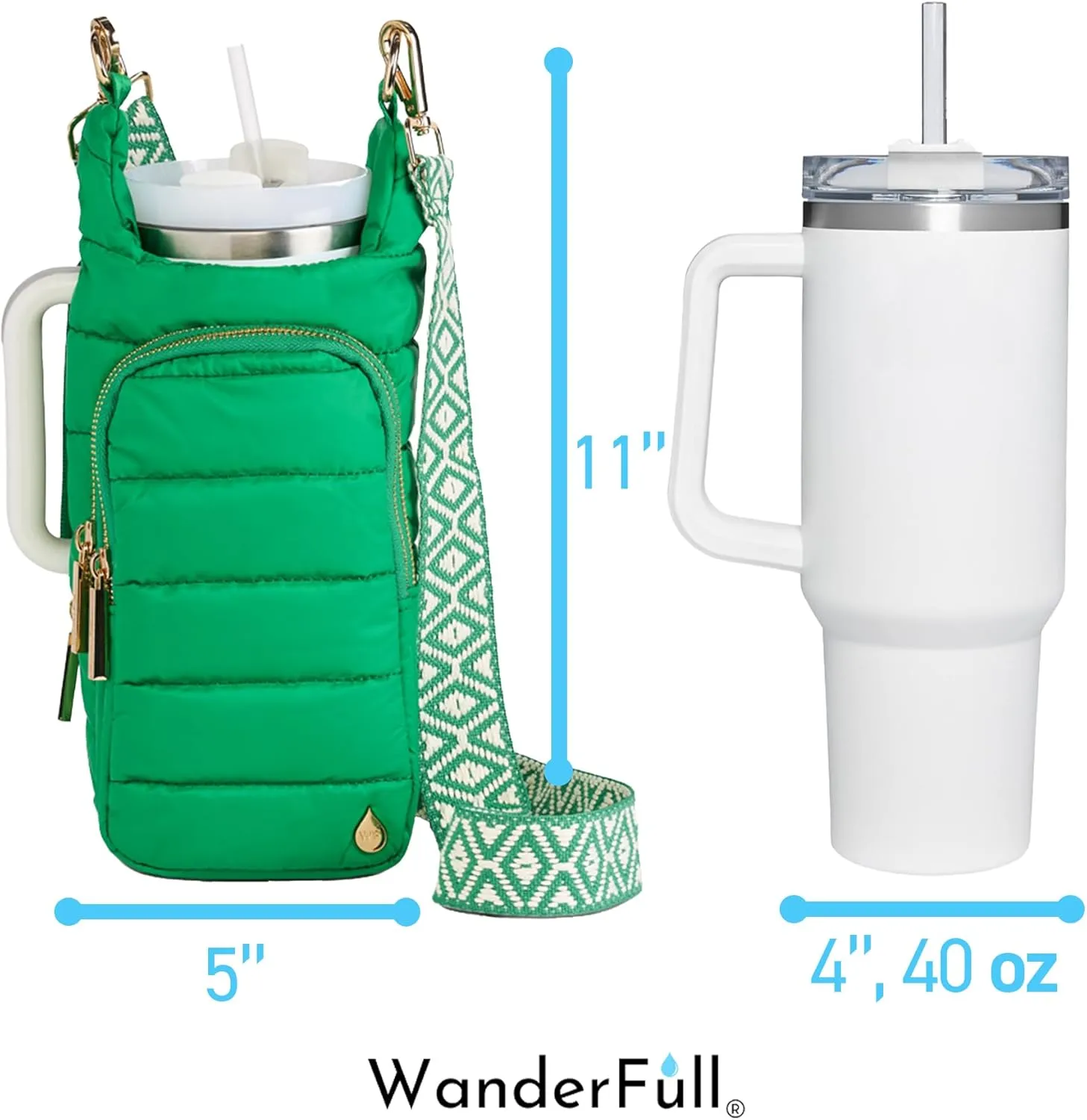 Original HydroBag Handle Collection | Large Crossbody Water Bottle Holder with Strap & Zipper Slot for Handle