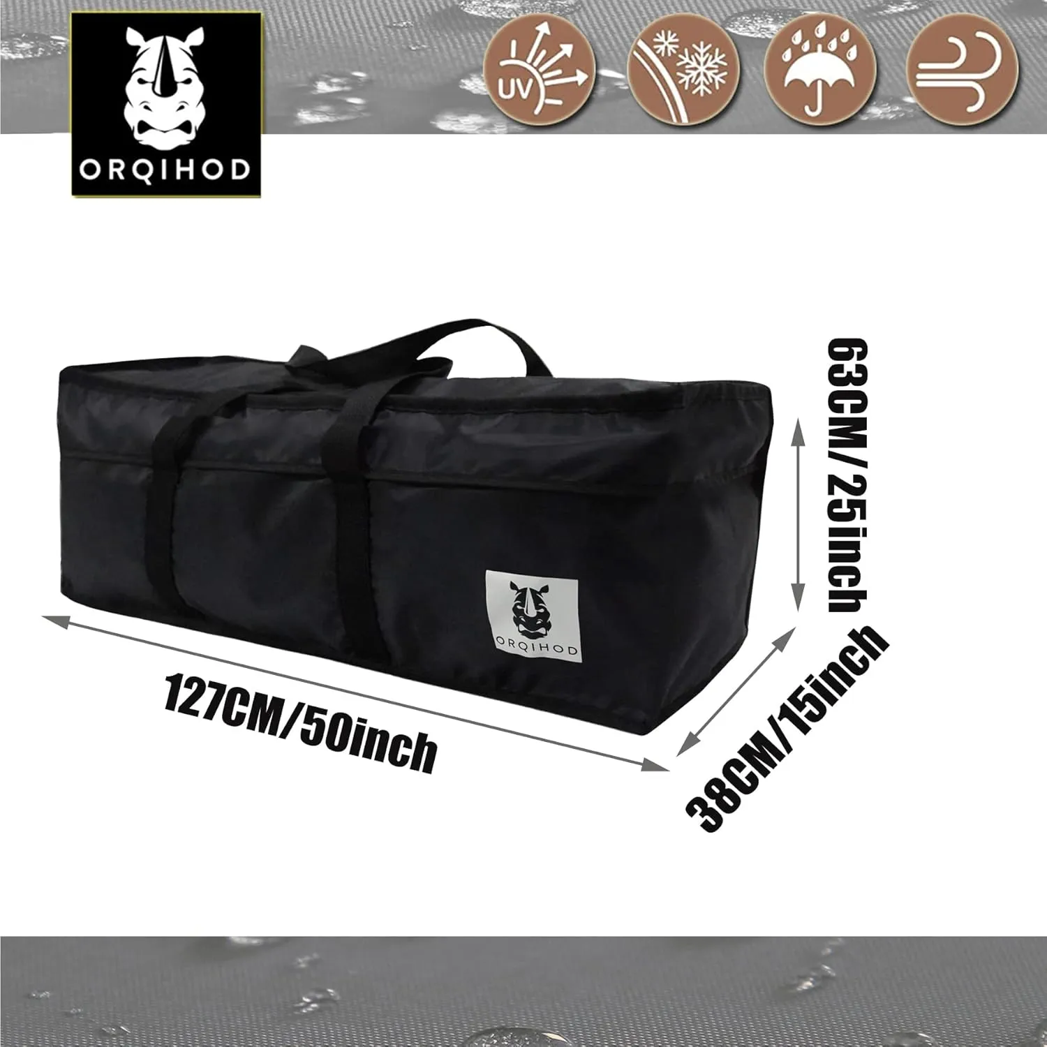Outdoor Cushion Storage Bag Waterproof, Extra Large Bag for Outdoor Cushions 420D Heavy Duty Patio Furniture Cushion Storage Bags with Zipper 50 Inch, Black