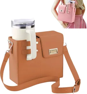 Outdoor Portable Crossbody Water Cup Storage Bag, Sling Bag With Water Bottle Holder Water, Suitable For Women'S Crossbody Bag With Sports Water Bottle Holder. (brown)