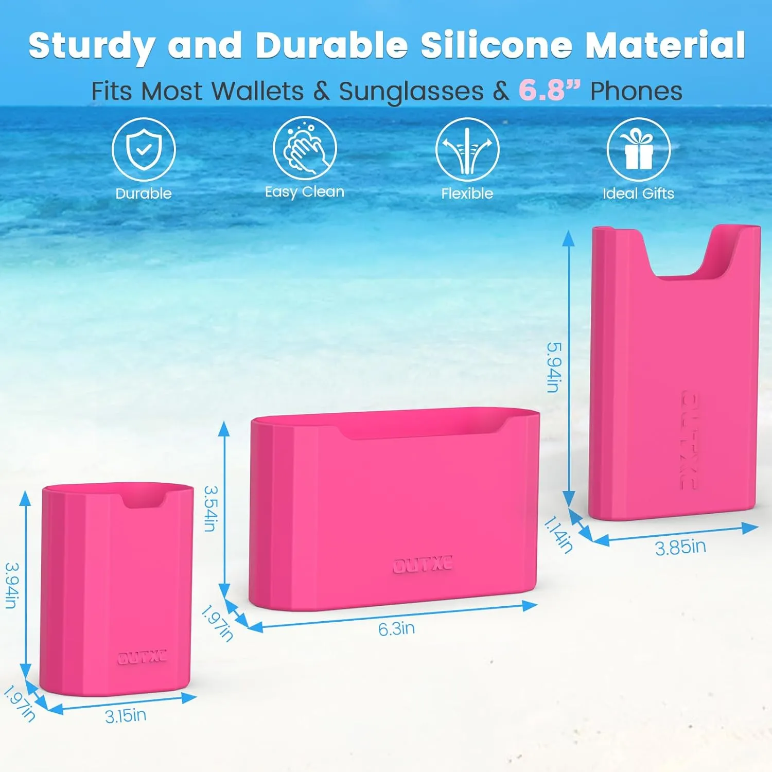 OUTXE 3 Pack Silicone Bogg Bag Accessories Set, Bogg Bag Cell Phone Holder and Sunglasses & Wallet Organizer Insert Compatible with All Bogg Bags, Wallet and Glasses Holder for Simple Modern Bogg Bag