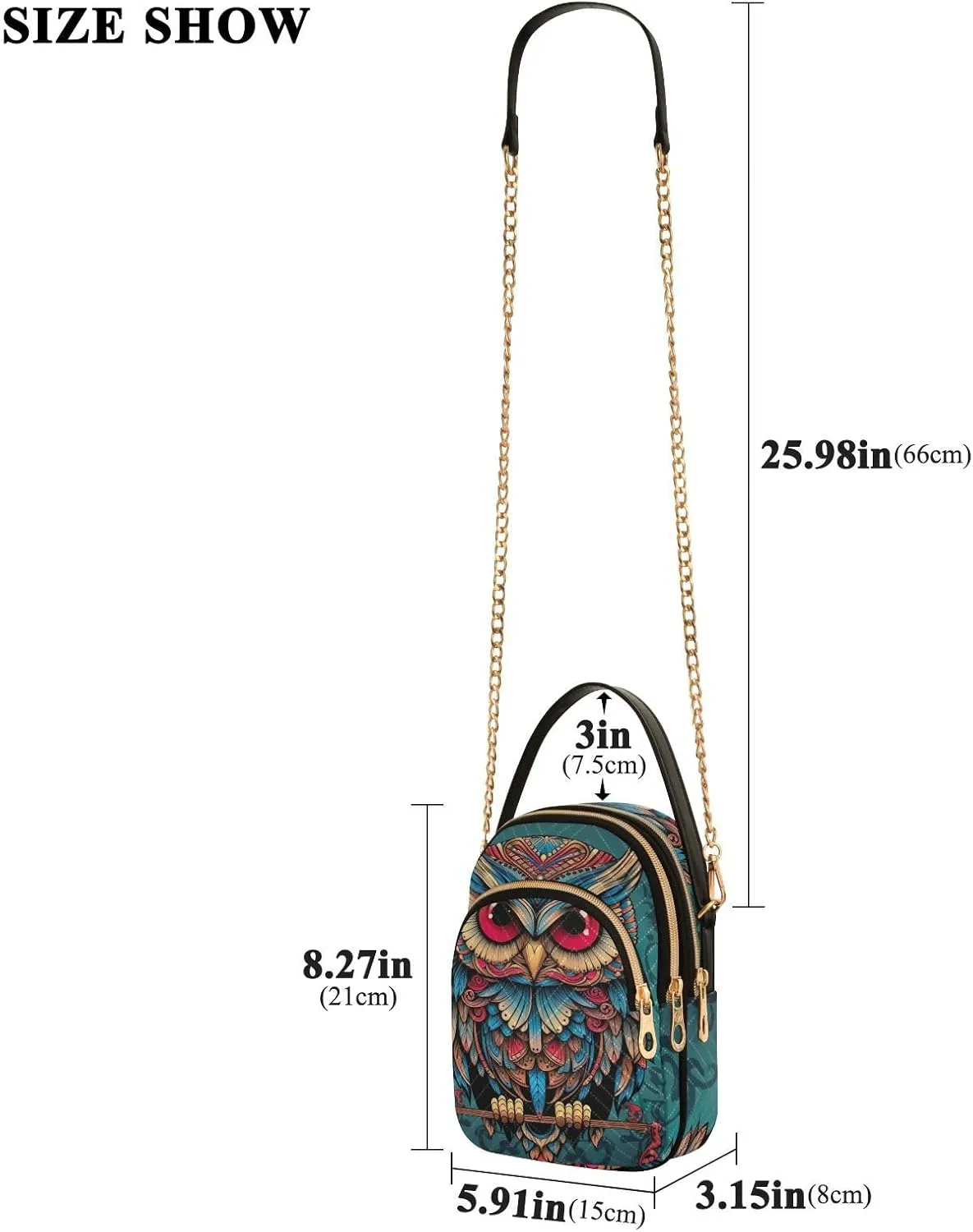 Owl Sits on a Blue Women Crossbody Bags, Crossbody Shoulder Purse, Crossbody Purse for Girls