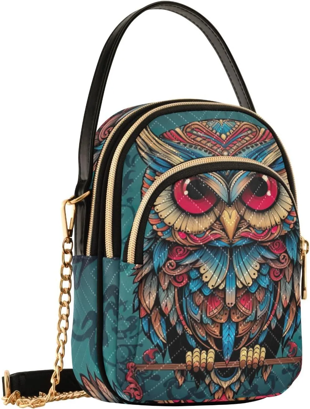 Owl Sits on a Blue Women Crossbody Bags, Crossbody Shoulder Purse, Crossbody Purse for Girls