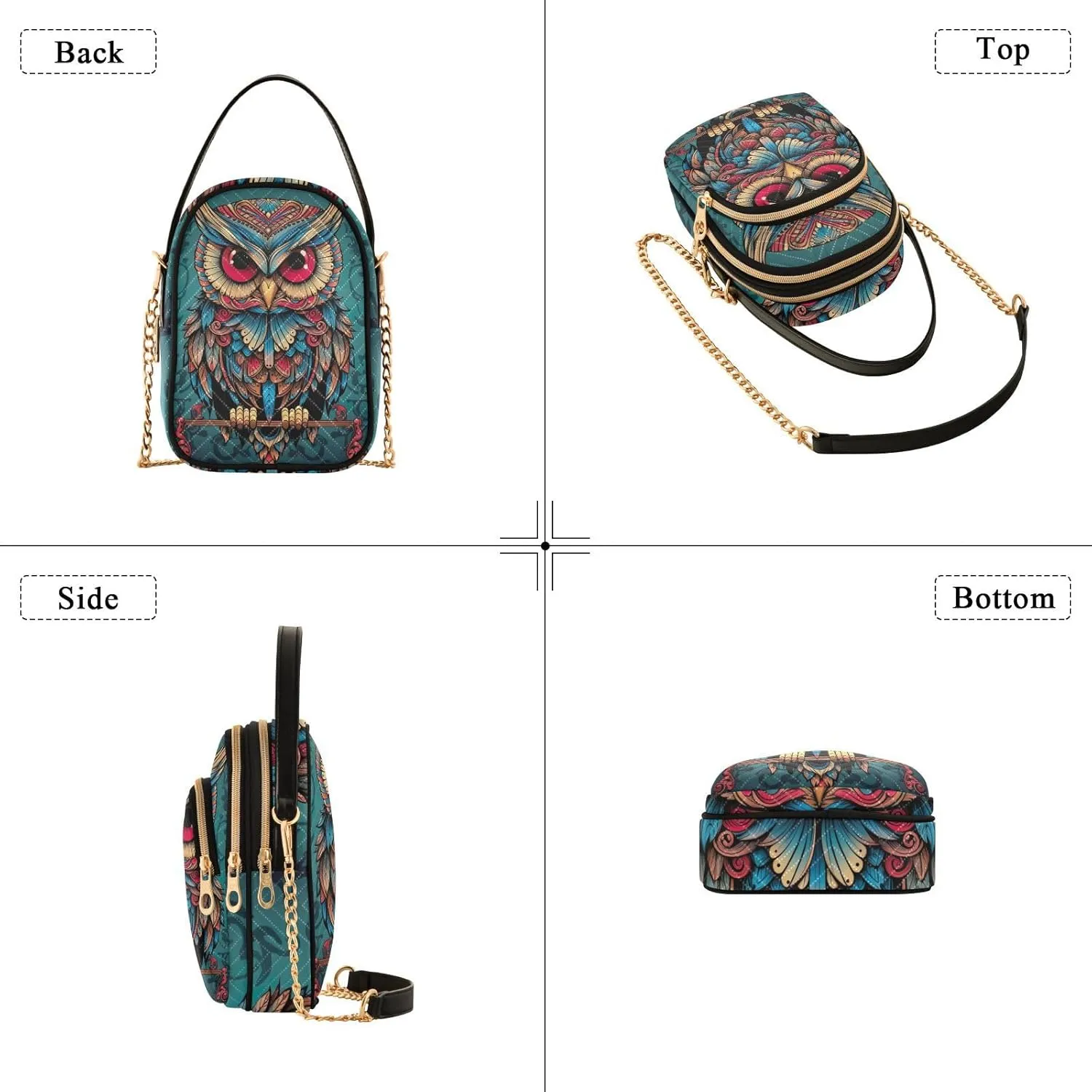 Owl Sits on a Blue Women Crossbody Bags, Crossbody Shoulder Purse, Crossbody Purse for Girls