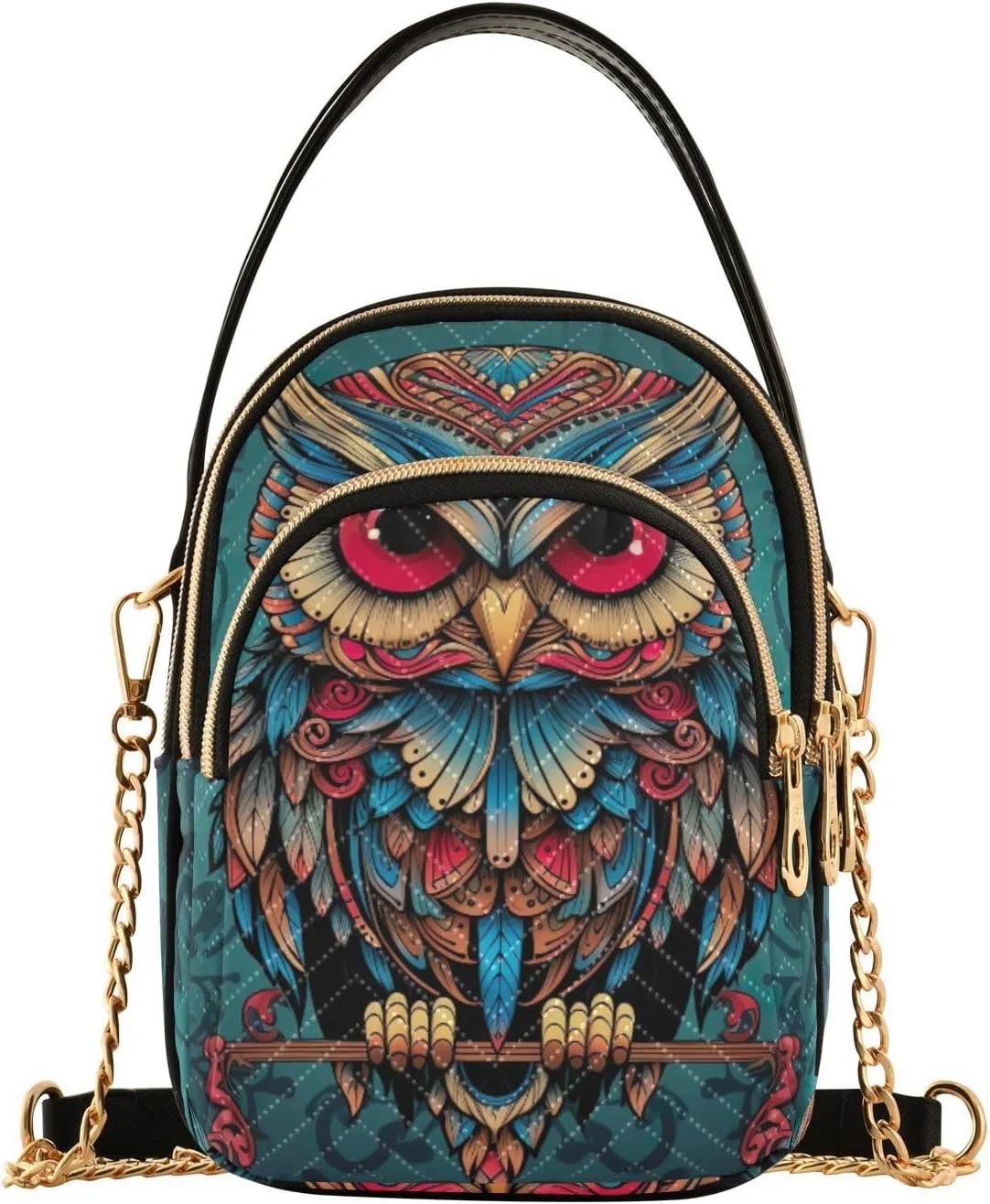 Owl Sits on a Blue Women Crossbody Bags, Crossbody Shoulder Purse, Crossbody Purse for Girls