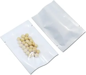 PABCK 1000Pcs 3.9x5.9 inch (Usable Size 3.5x5.7 inch) White Front Clear Open Top 2.8mil Plastic Vacuum Pouch Heat Sealable Bags for Food Storage Packets Mini Sample with Tear Notches