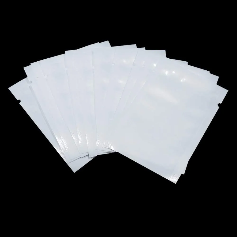 PABCK 1000Pcs 3.9x5.9 inch (Usable Size 3.5x5.7 inch) White Front Clear Open Top 2.8mil Plastic Vacuum Pouch Heat Sealable Bags for Food Storage Packets Mini Sample with Tear Notches